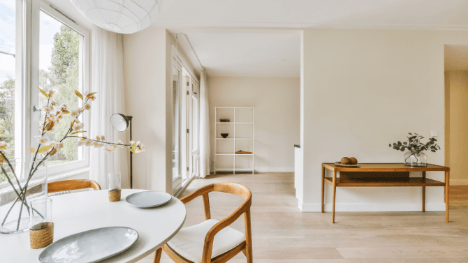 living room minimalist white and wood colors and material