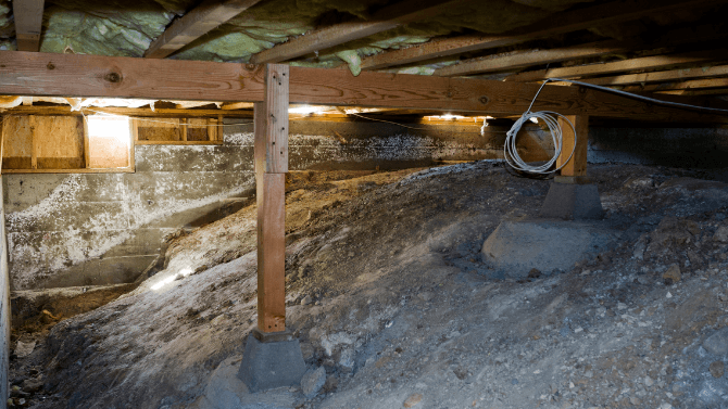 Crawl space of a house