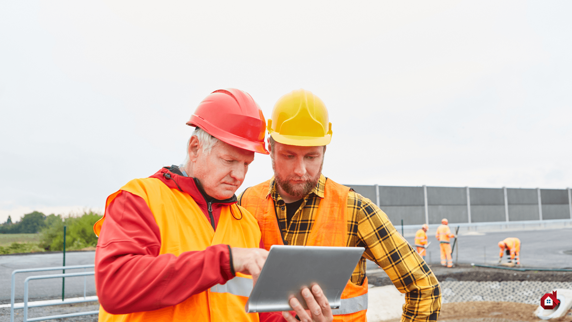 two contractor watching a tablet