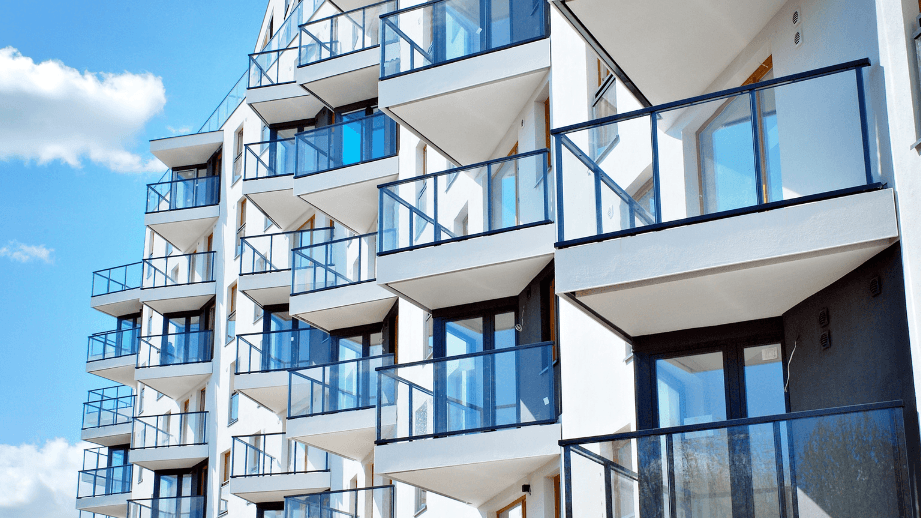 Glass apartment balconies