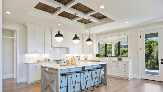 Kitchen with ceiling drop