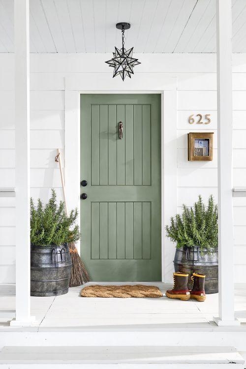 Green front door