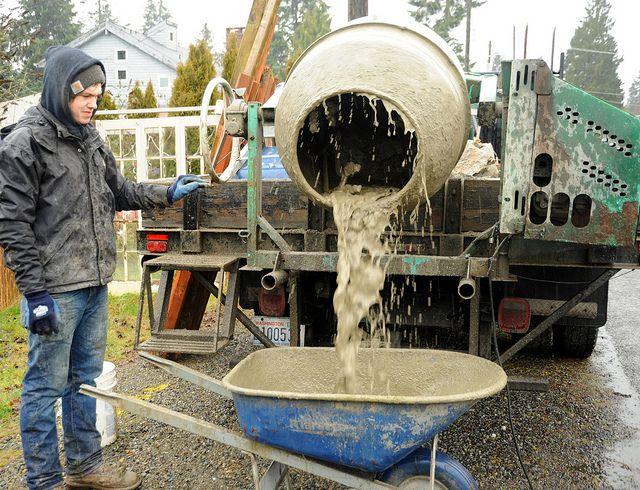 pouring concrete