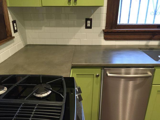 green concrete countertop