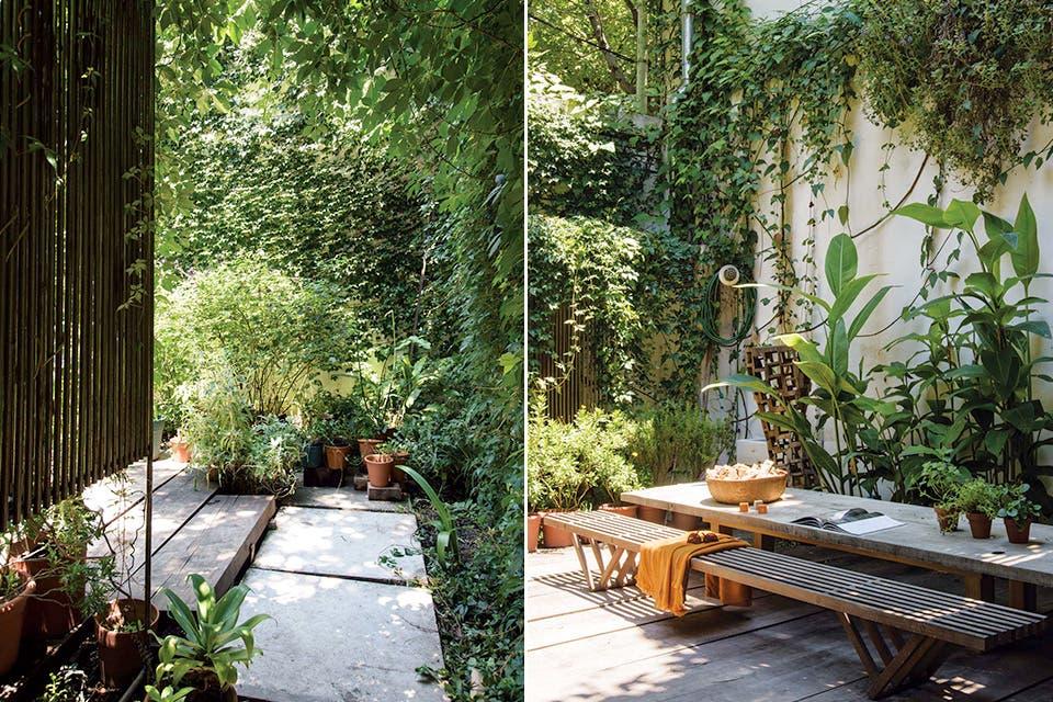 Patio en bois dans jardin_wooden patio in the garden