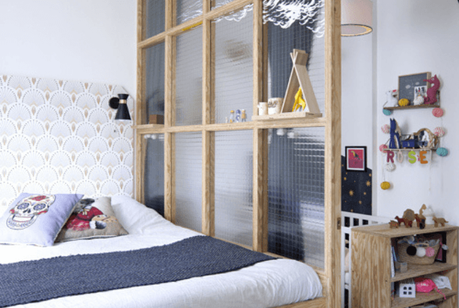 DIY room divider made with windows