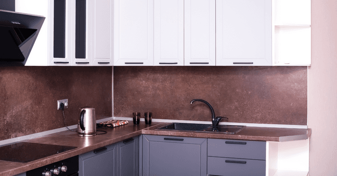 unique backsplash in trendy kitchen