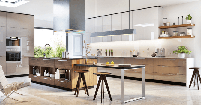 sizeable items in trendy kitchen