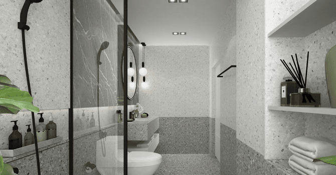 Salle de bain avec terrazzo