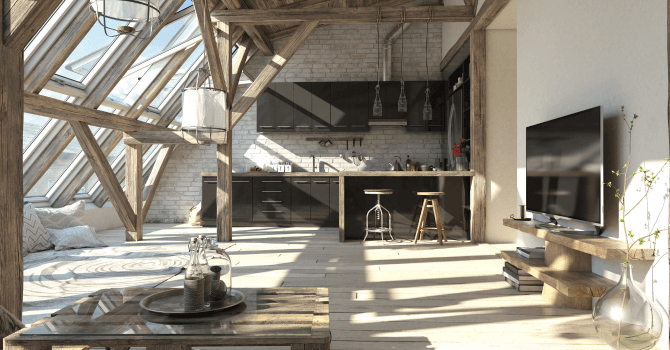 boho-chic attic living room