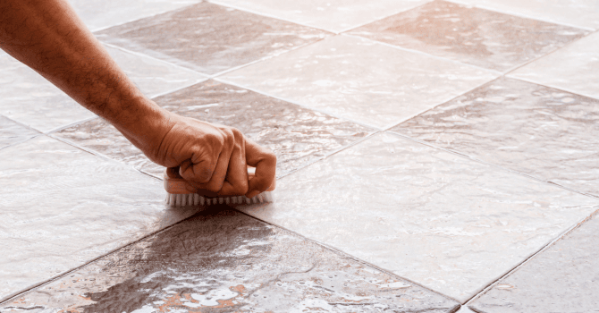 Cleaning a Ceramic Bathroom Floor