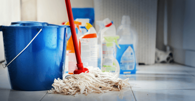 Cleaning a Ceramic Bathroom Floor