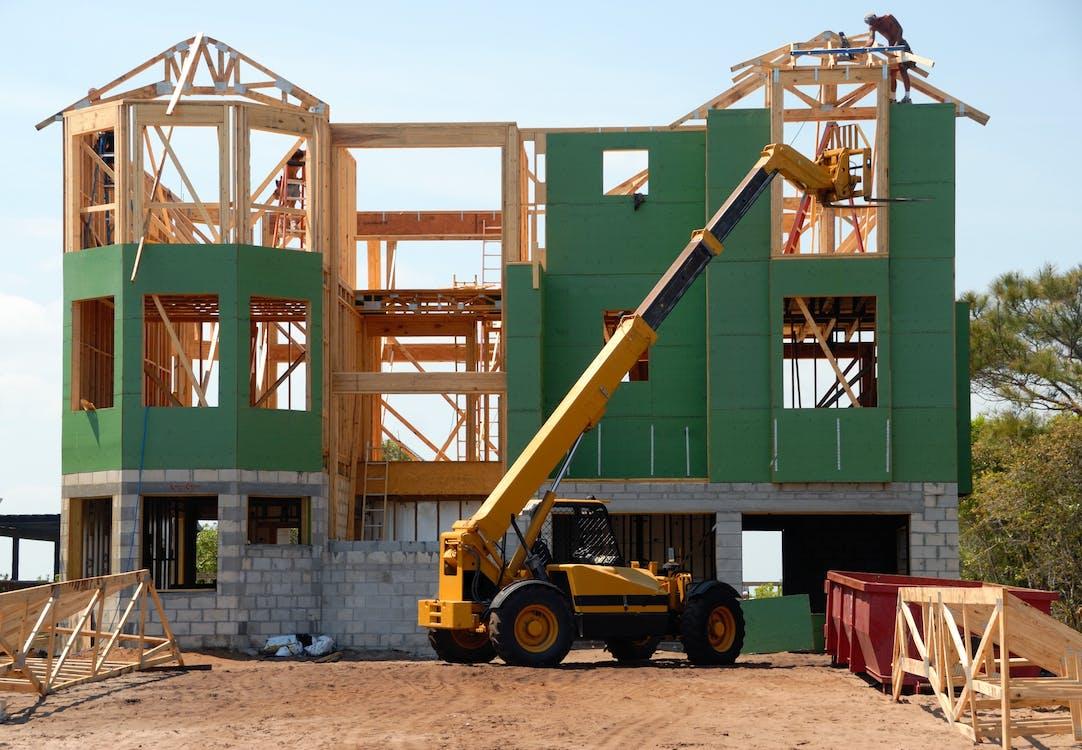 House in construction for roof structure